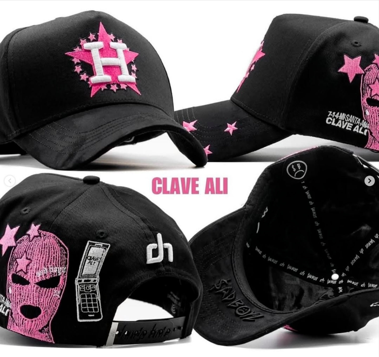Pink Star “H” Snapback Hat - Black & Pink Dandy