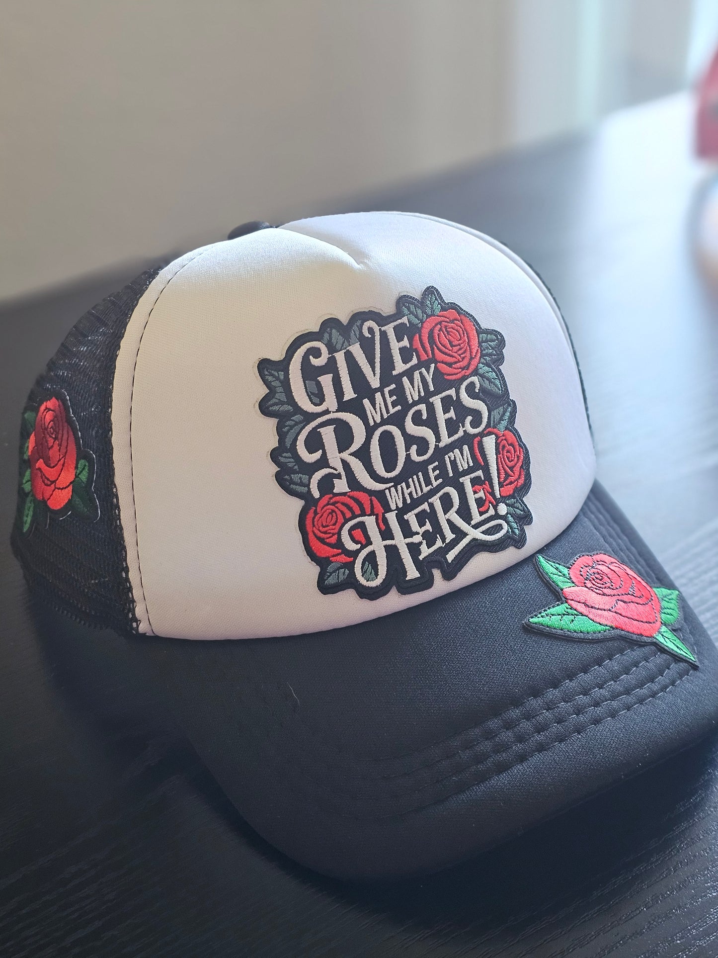 Classic Noir Rose Trucker