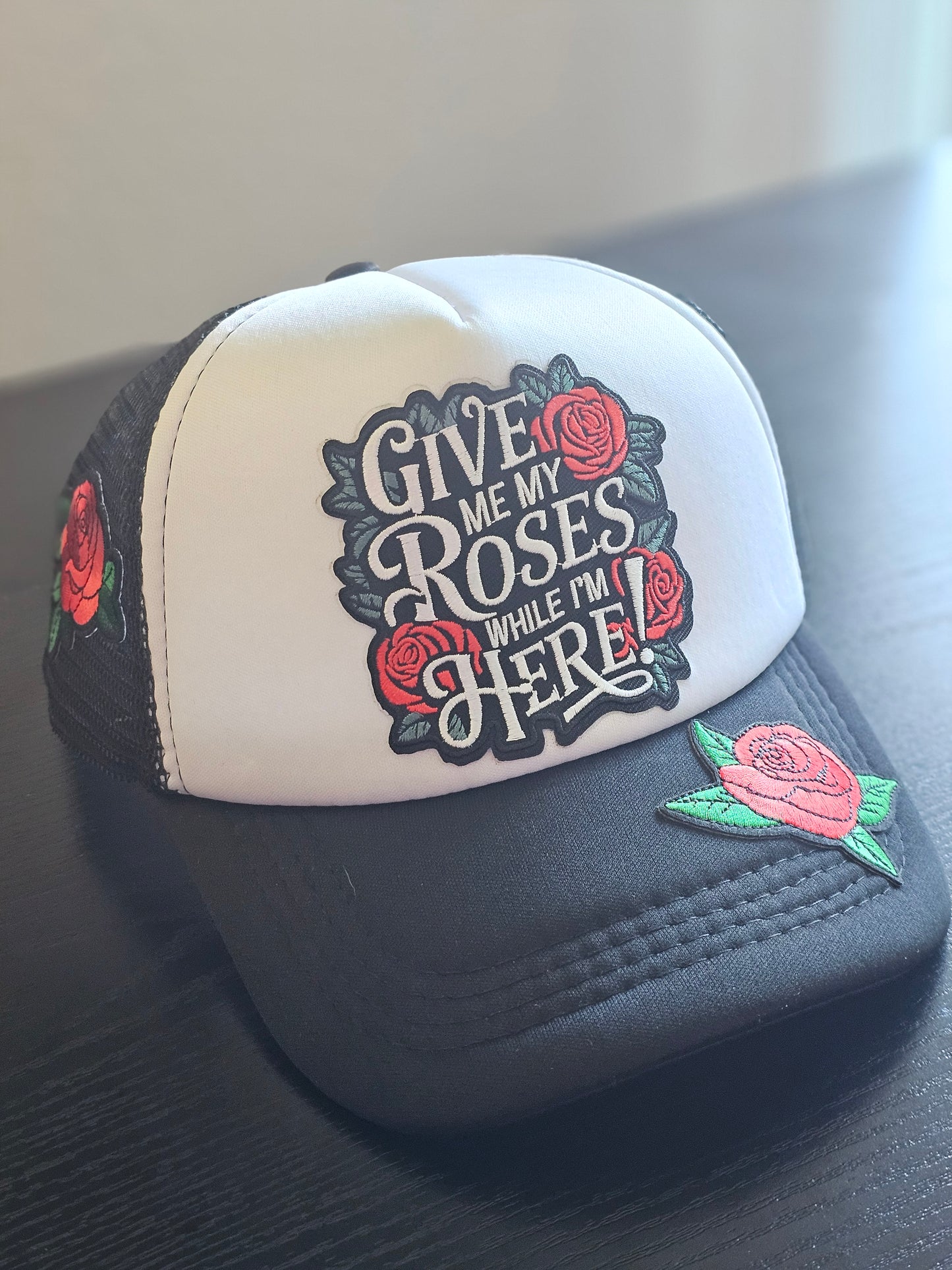 Classic Noir Rose Trucker