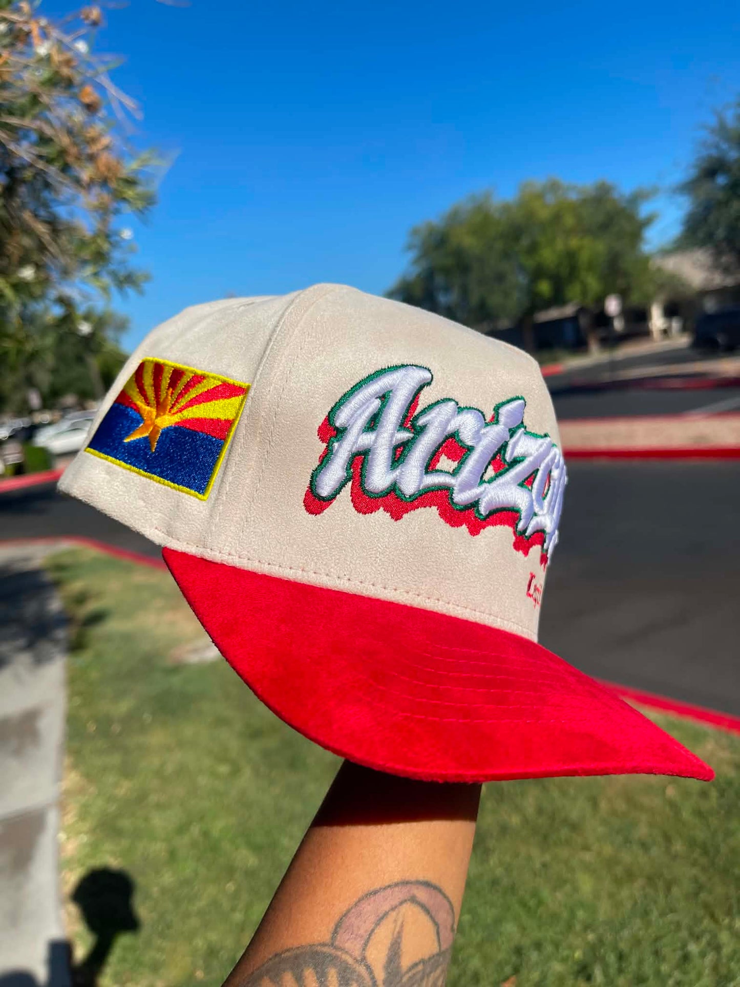 Arizona Drip Snapback – Cream/Red Suede Brim | Legit Lids Exclusive