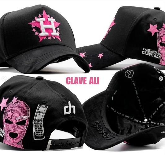 Pink Star “H” Snapback Hat - Black & Pink Dandy