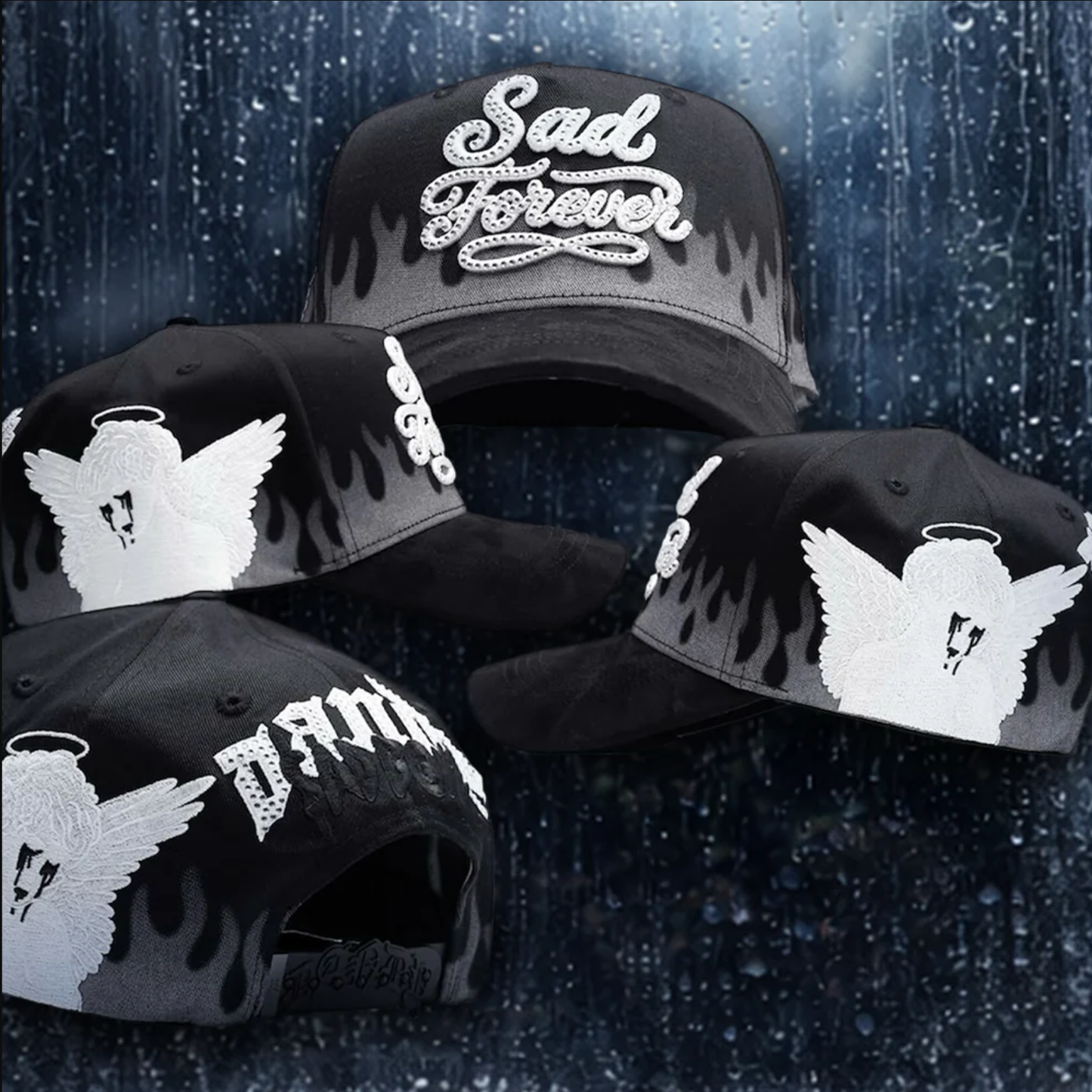 Sad Forever Angel Flame Snapback